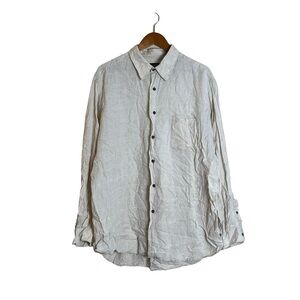 Brandini‎ Le collezioni beige 100% linen button down shirt